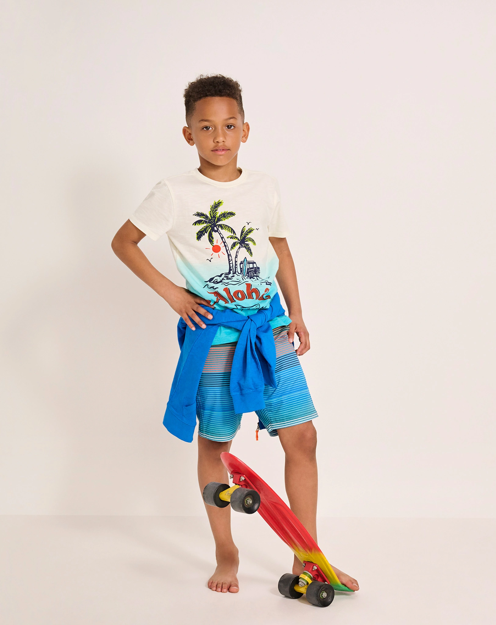 T-Shirt ALOHA in weiß/blau