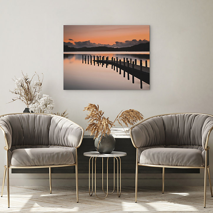 Toile coucher soleil - ponton orange Dada Art l.80 x H.60 cm