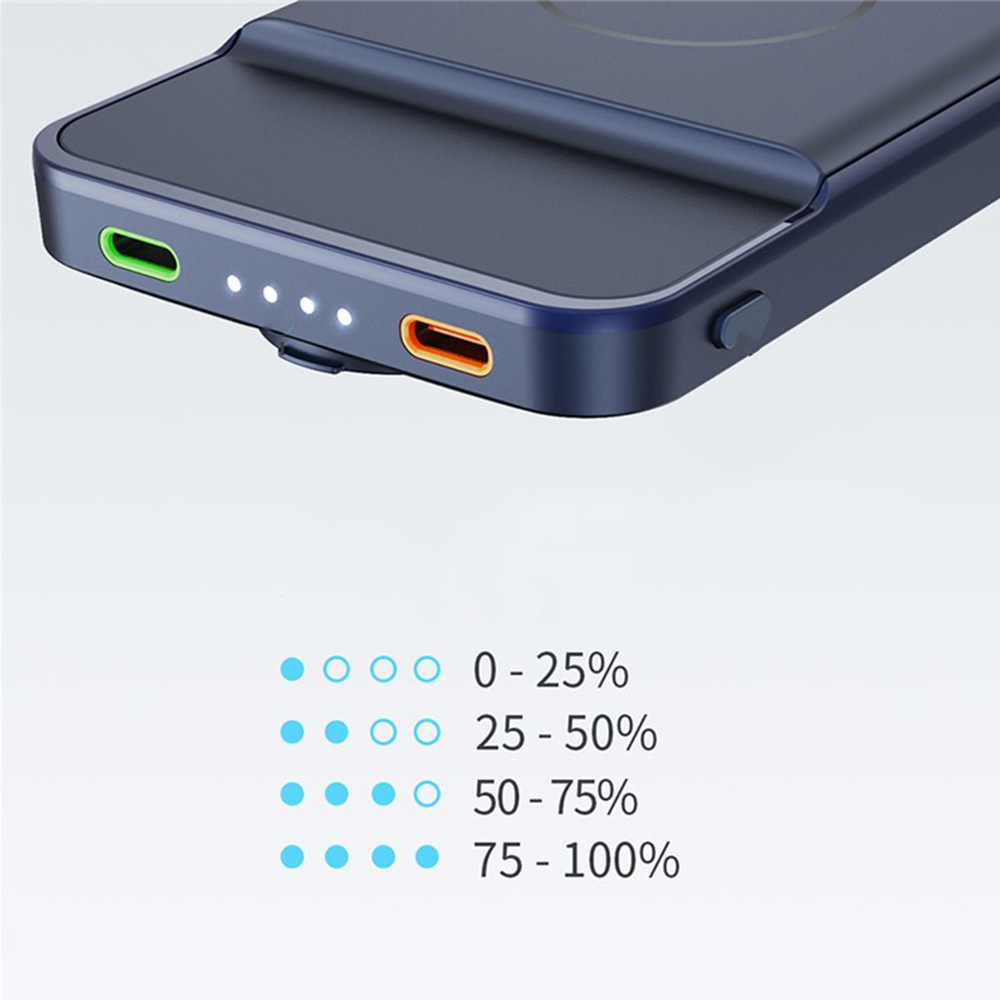 (15W) 10000mAh Magnetische MagSafe Powerbank USB C Power Delivery Ladegerät   Kickstand - Dunkelblau