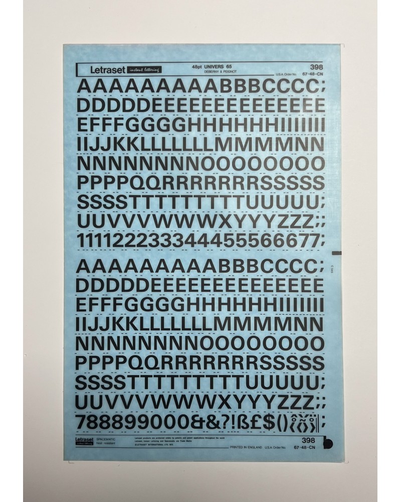 Letraset 398 - UNIVERS 65 - 48pt