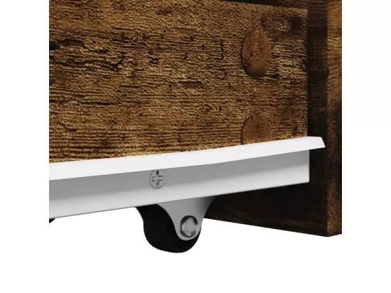 Armoire de salle de bain étroite avec roulettes chêne fumé