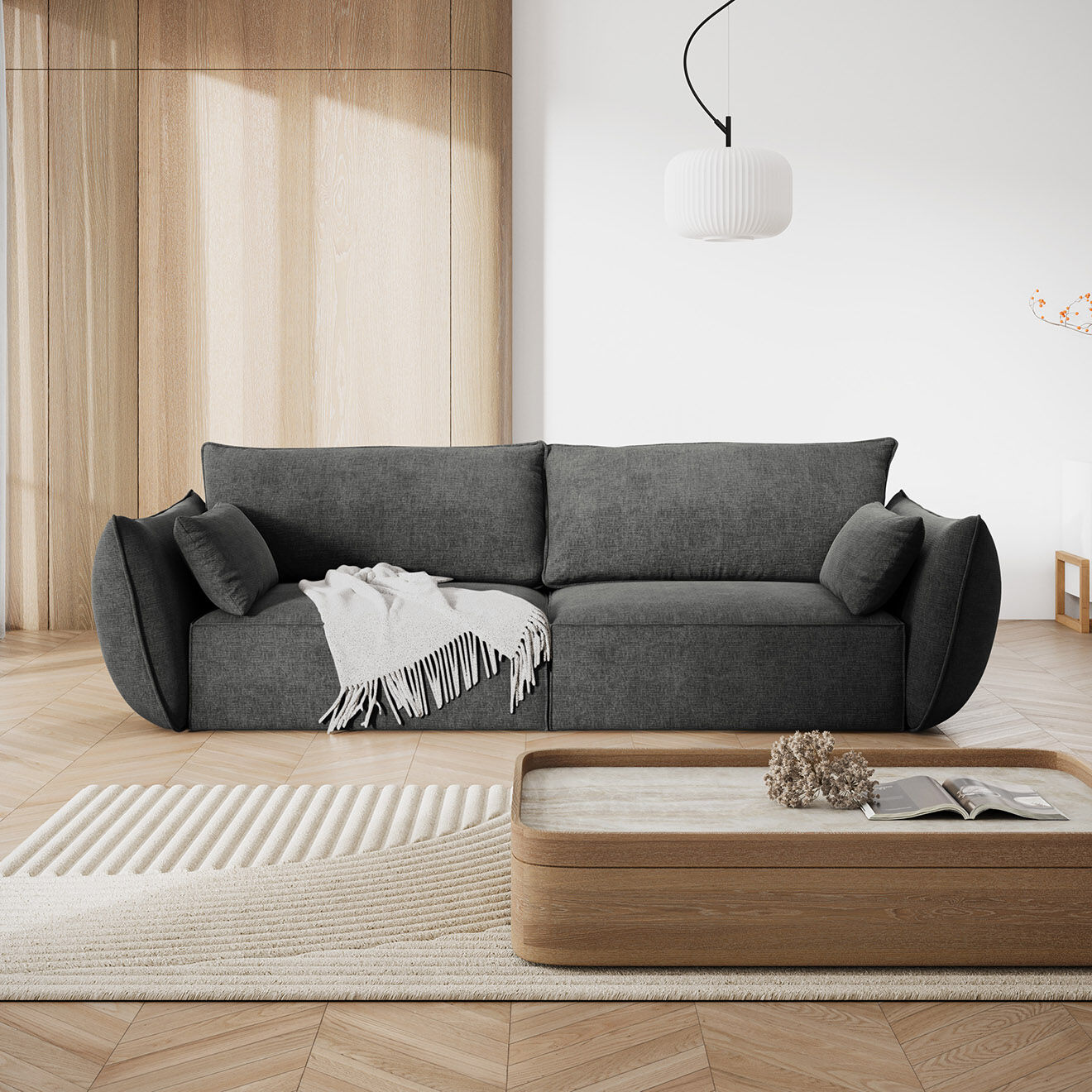 Mazzini Sofas Canapé Vanda 3 Places gris - 208x100x85 cm