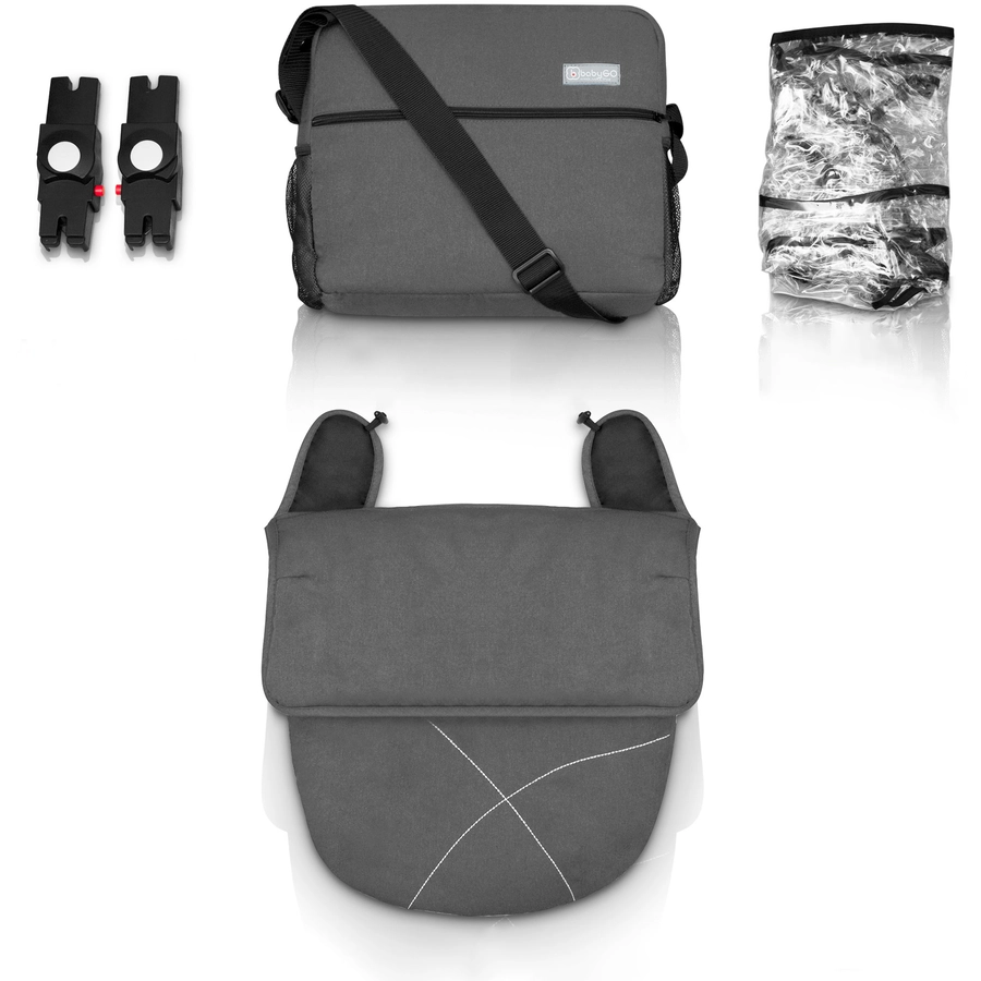 babyGO Kombikinderwagen Halime 3 in 1 Air Black Grey