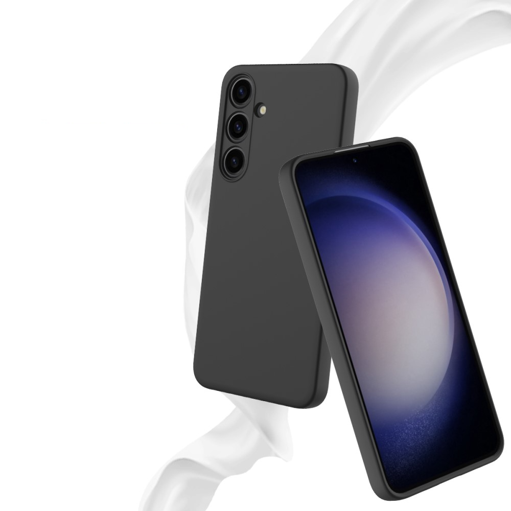 Samsung Galaxy S24 Silikon Case Hülle mit Kameraschutz   Trageschlaufe - Schwarz