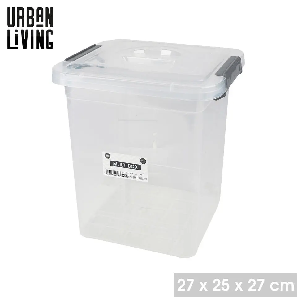 Urban Living Opberg box - 11 ltr - 27 x 25x27cm - deksel en clips