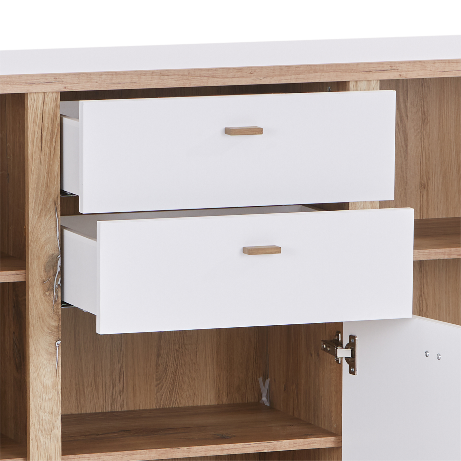 Sideboard - weiß - Flagstaff Eiche - teilmassiv - 158 cm