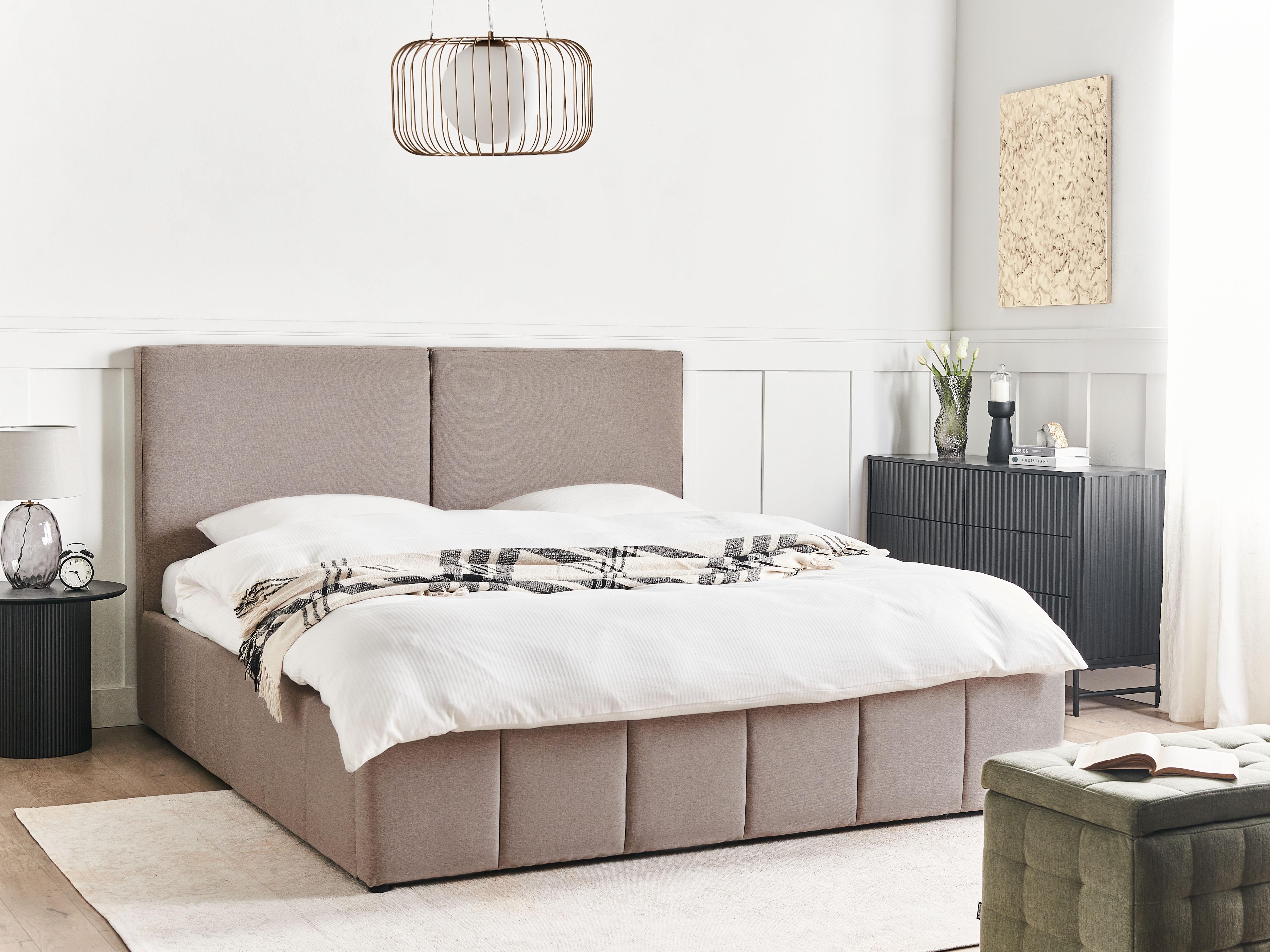 Bed met opbergruimte Stof CASTELNAVET 180 x 200 cm Taupe