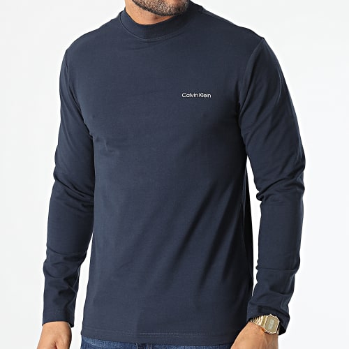 Tee Shirt Manches Longues Micro Logo 0179 Bleu Marine