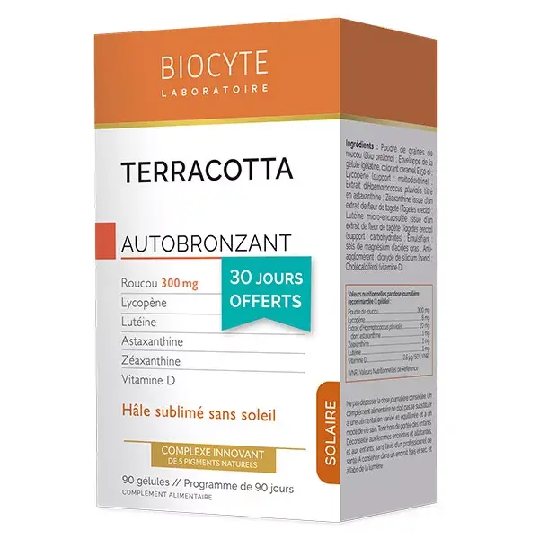 Biocyte Terracotta Solaire Autobronzeador Bronzeado Intensificado Sem Sol 90 cápsulas