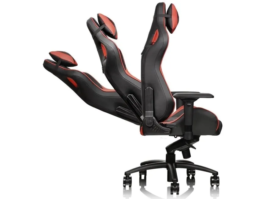 Ttesports GT-Fit 100 - Stol - armstøtter - T-formet - drejeled - aluminium, PVC, stål, kunstig læder, high-density skum - sort, rød