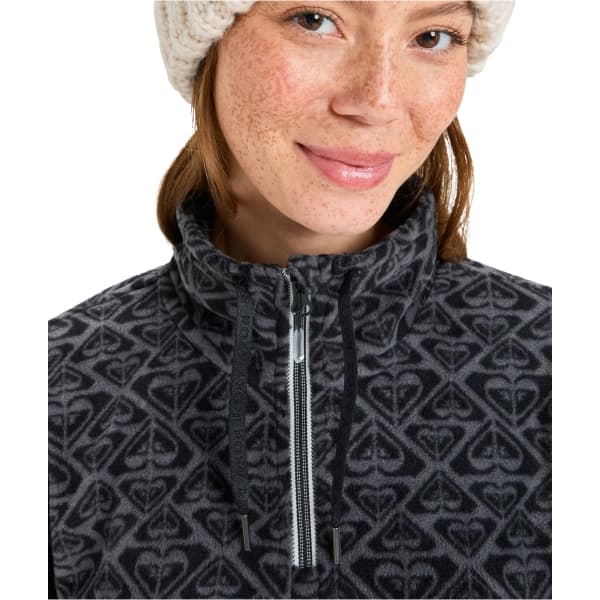 Sweat polaire ROXY SAYNA HALF ZIP TRUE BLACK ROXYGRAM TONAL