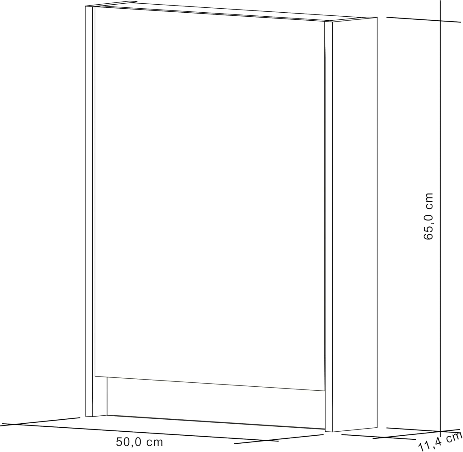 Planetmöbel Spiegelschrank Bad mit Beleuchtung 50 x 65 x 11,4 cm, grau matt, Badezimmerschrank mit Spiegel und LED Aufbauleuchte