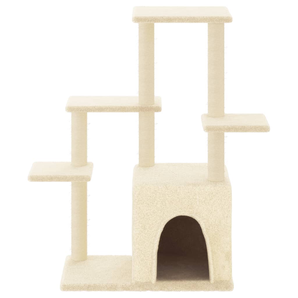 Arranhador para gatos vidaXL com postes de sisal, cor creme, 97,5 cm