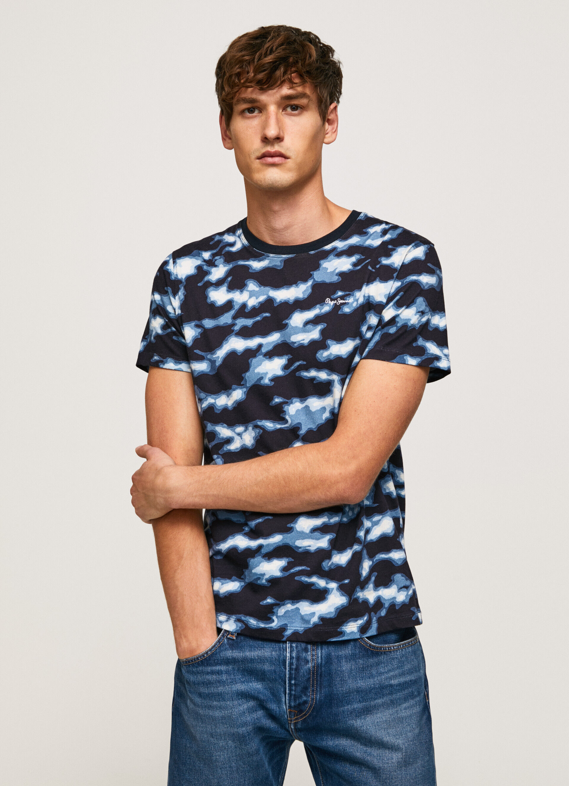 CAMISETA COM ESTAMPA CAMUFLADA - azul ozzy