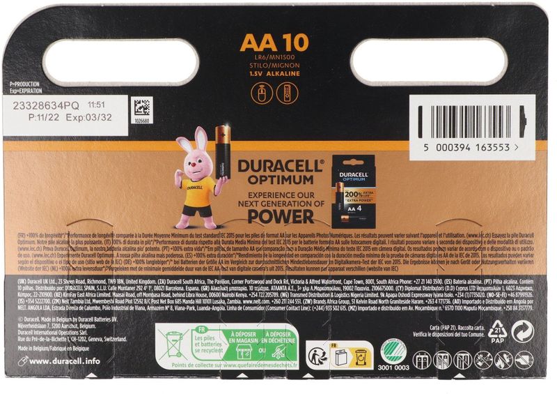 Duracell Plus AA - alkaline batterijen - 1,5V, LR6 - 10 stuks