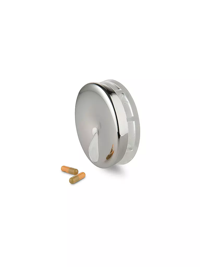 ALESSI Pillendose YoYo Edelstahl silber
