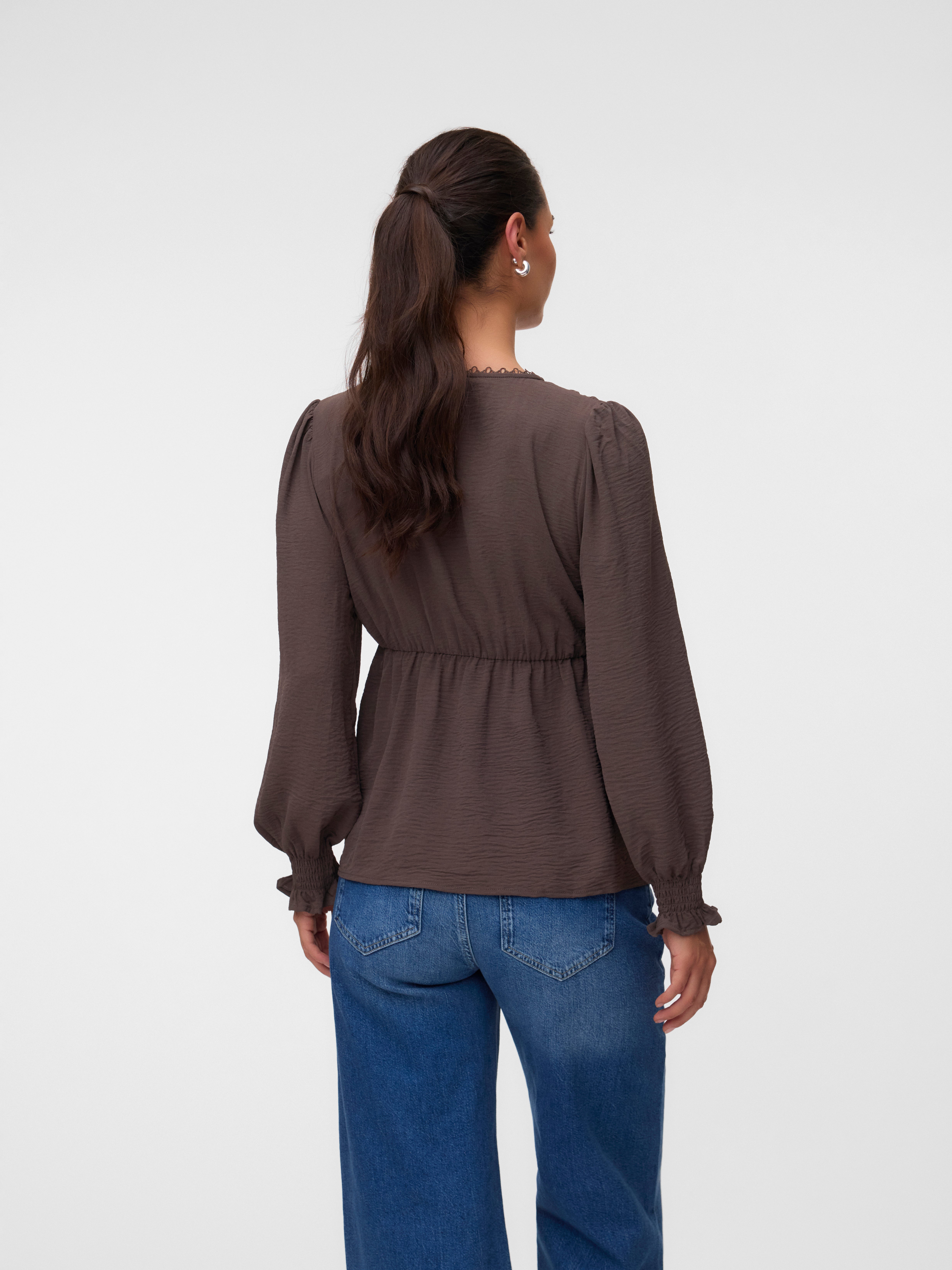 Regular fit V-Hals Manchetten met elastiek Top