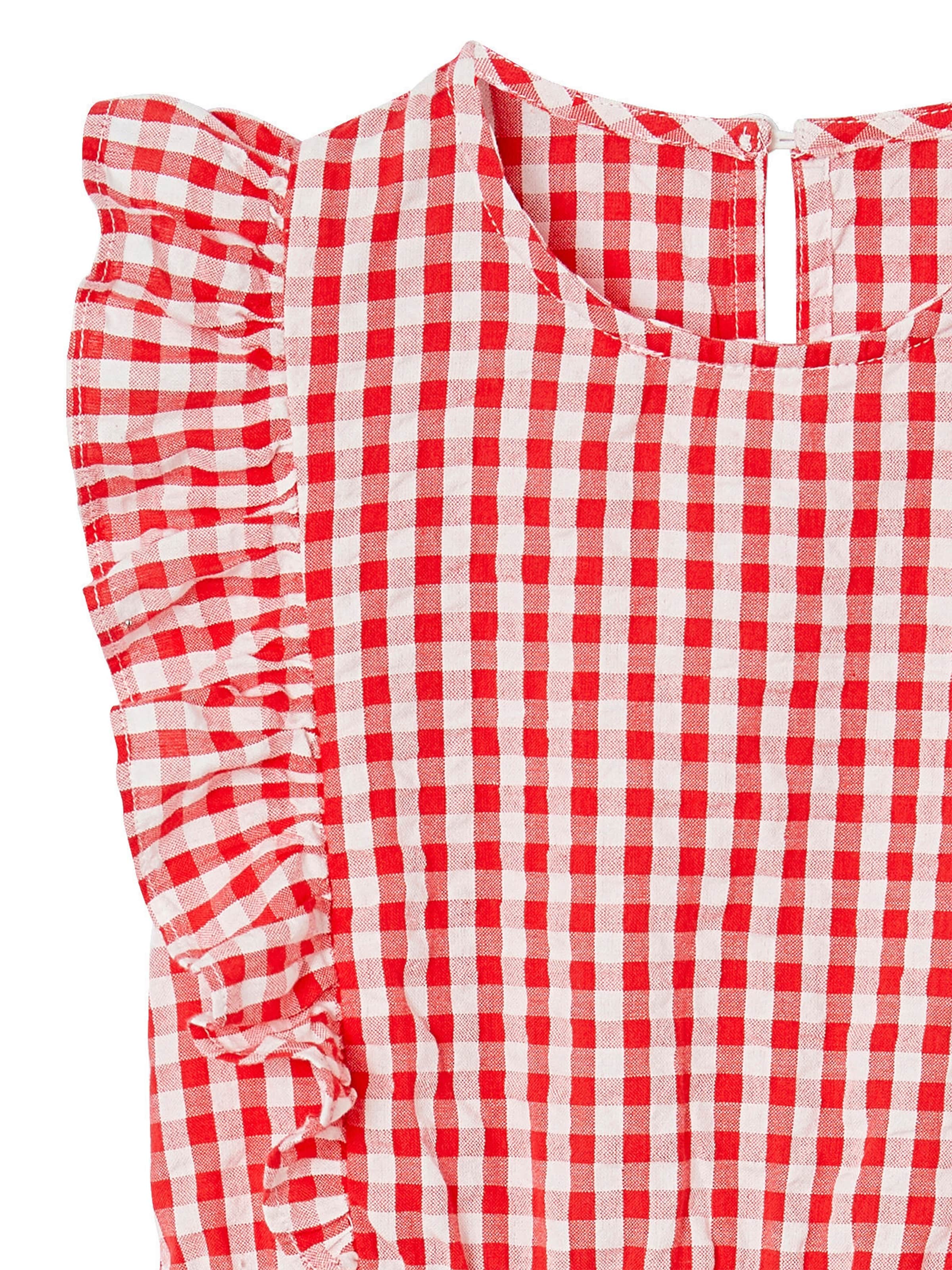 Vertbaudet Mädchen Volantkleid aus Seersucker rot kariert
