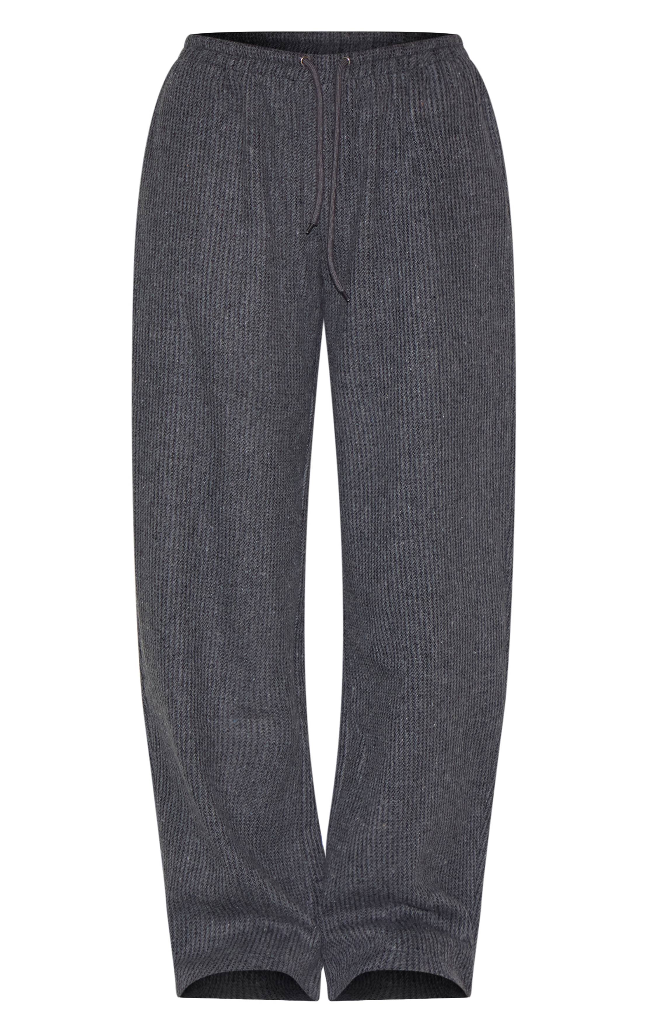 Charbon Pantalon Droit À Taille Basse Texturé Avec Cordon De Serrage