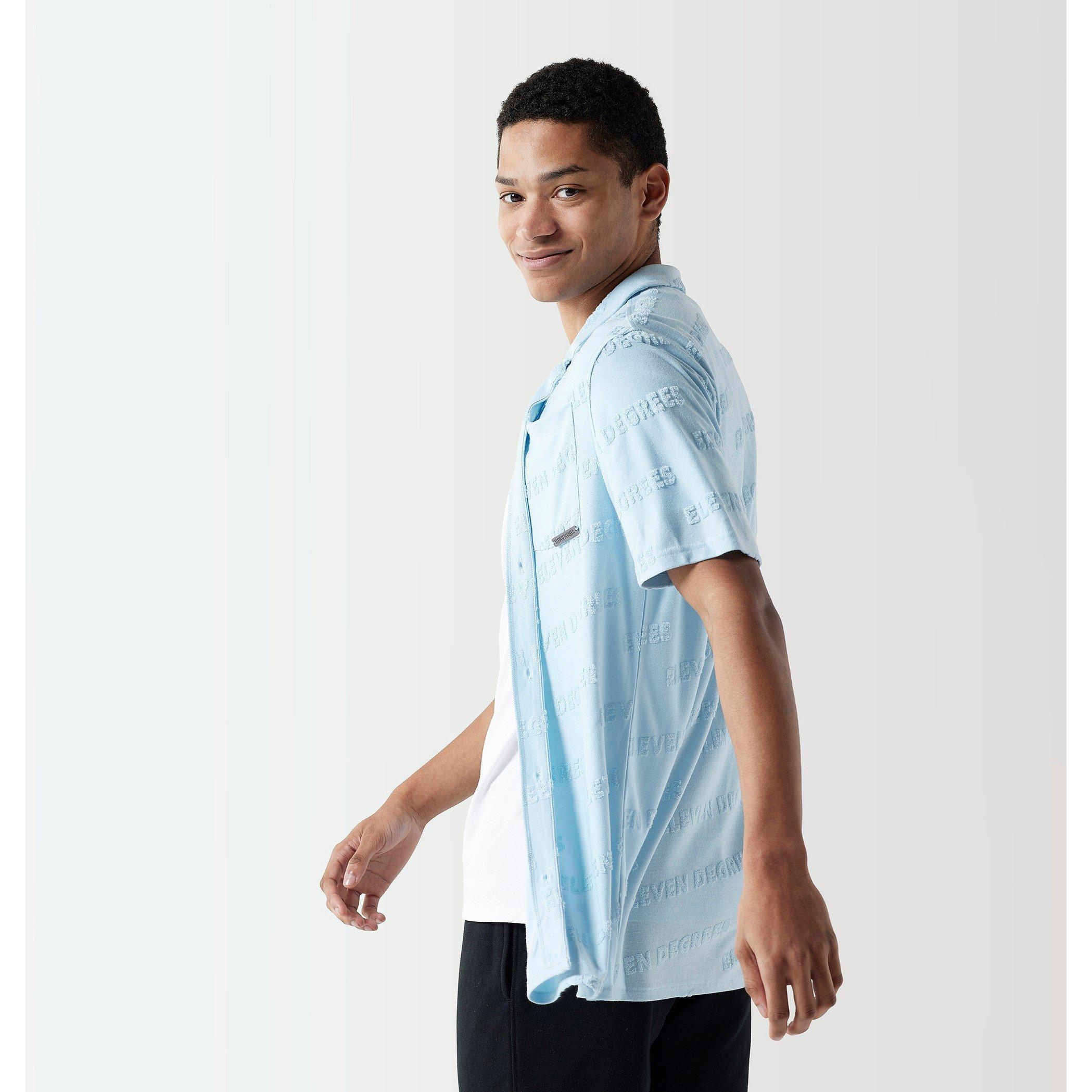 11 Degrees 11D Embossed Towelling Shirt Ice Blue