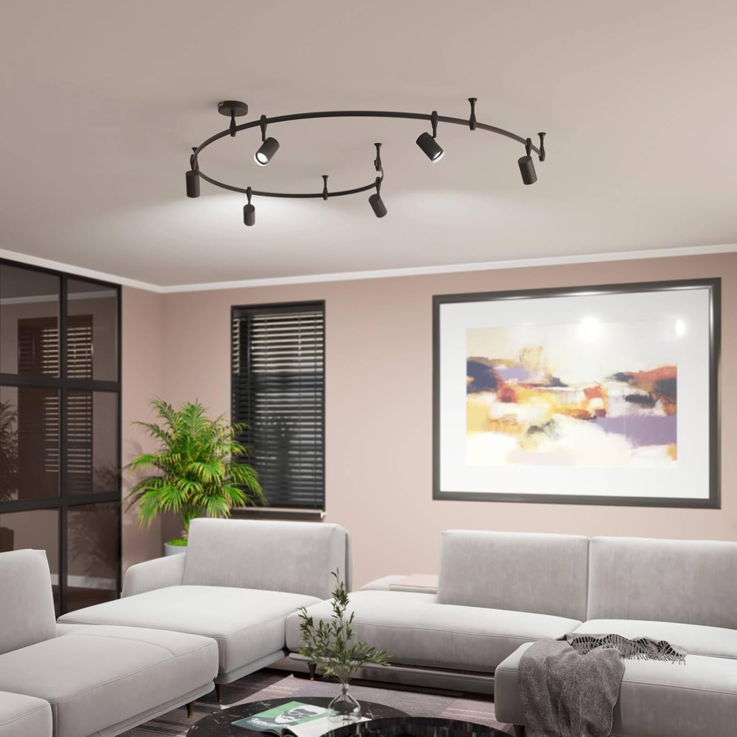 Lindby Stromschienenleuchte Delila (Modern) in Schwarz aus Metall (6 flammig, GU10) - 1-Phasen Stromschiene Stromschienenstrahler Wohnzimmerleuchte
