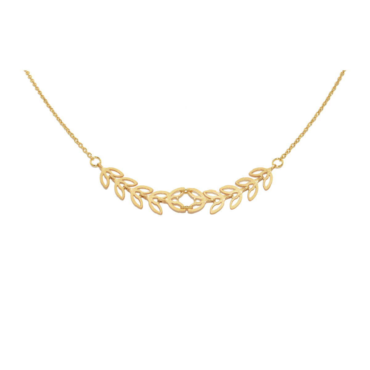 Collier  feuilles de laurier - doré à l 'or fin