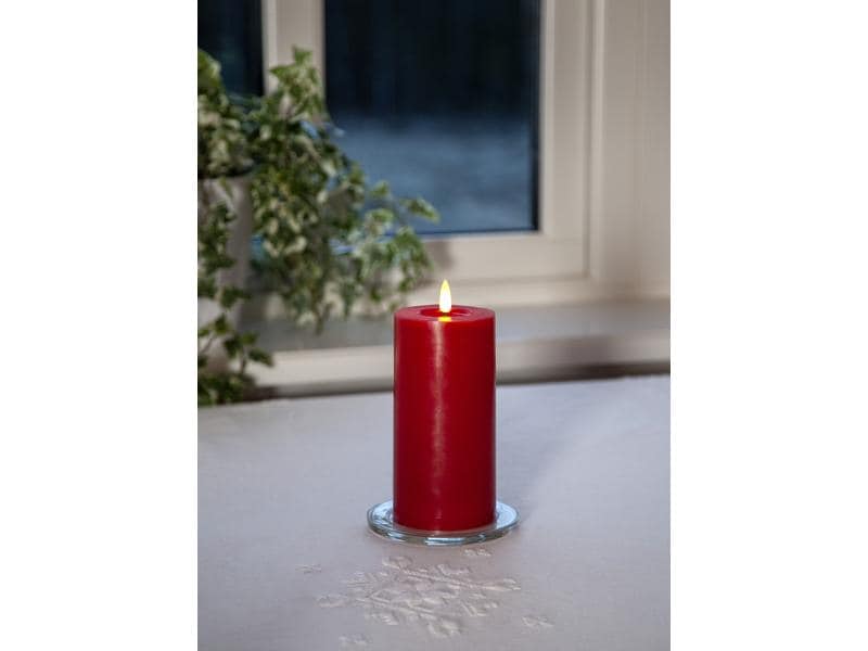 Star Trading LED-Kerze Pillar Flamme Flow, 17.5 cm, Rot LED-Kerze für den Innenbereich