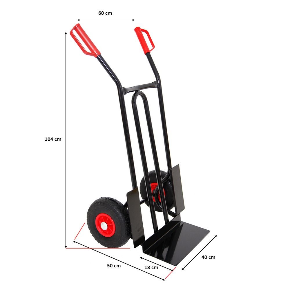 PROREGAL Rhino XL steekwagen met schep, afmetingen (H x B x D): 104 x 60 x 50 cm, draagvermogen: 250 kg, lekvrije wielen, zwart