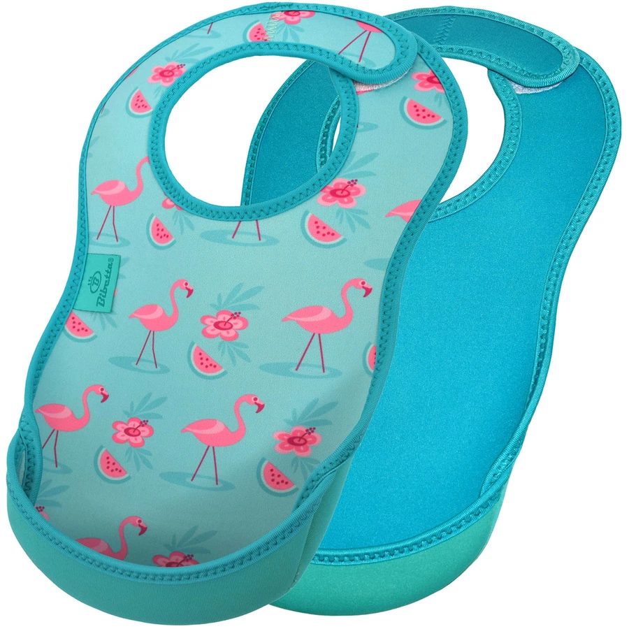 Bibetta Neopren-Lätzchen UltraBib® Flamingos  Türkis, 2 Stück