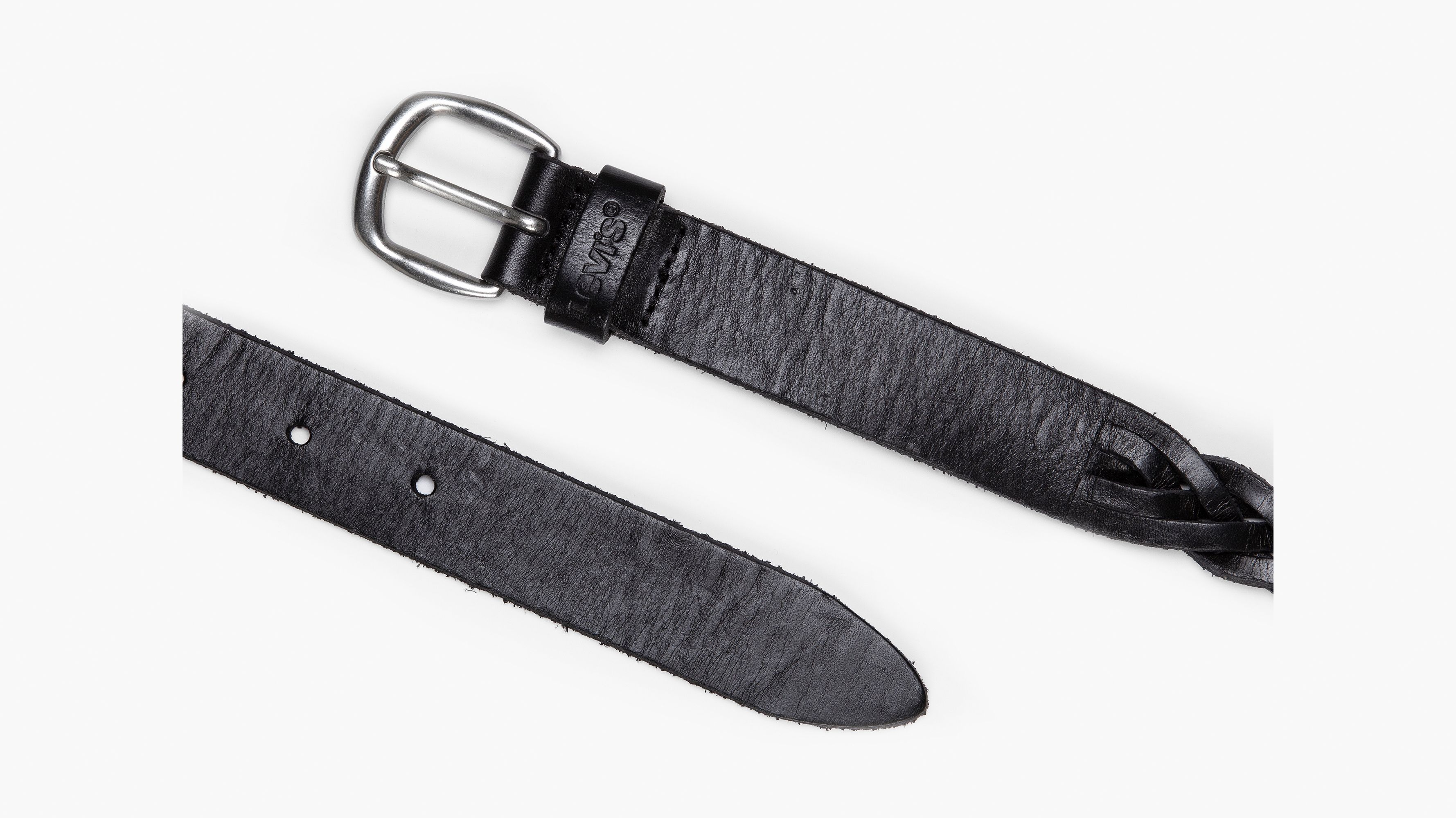 Ceinture en cuir tressé - Regular Black - Noir