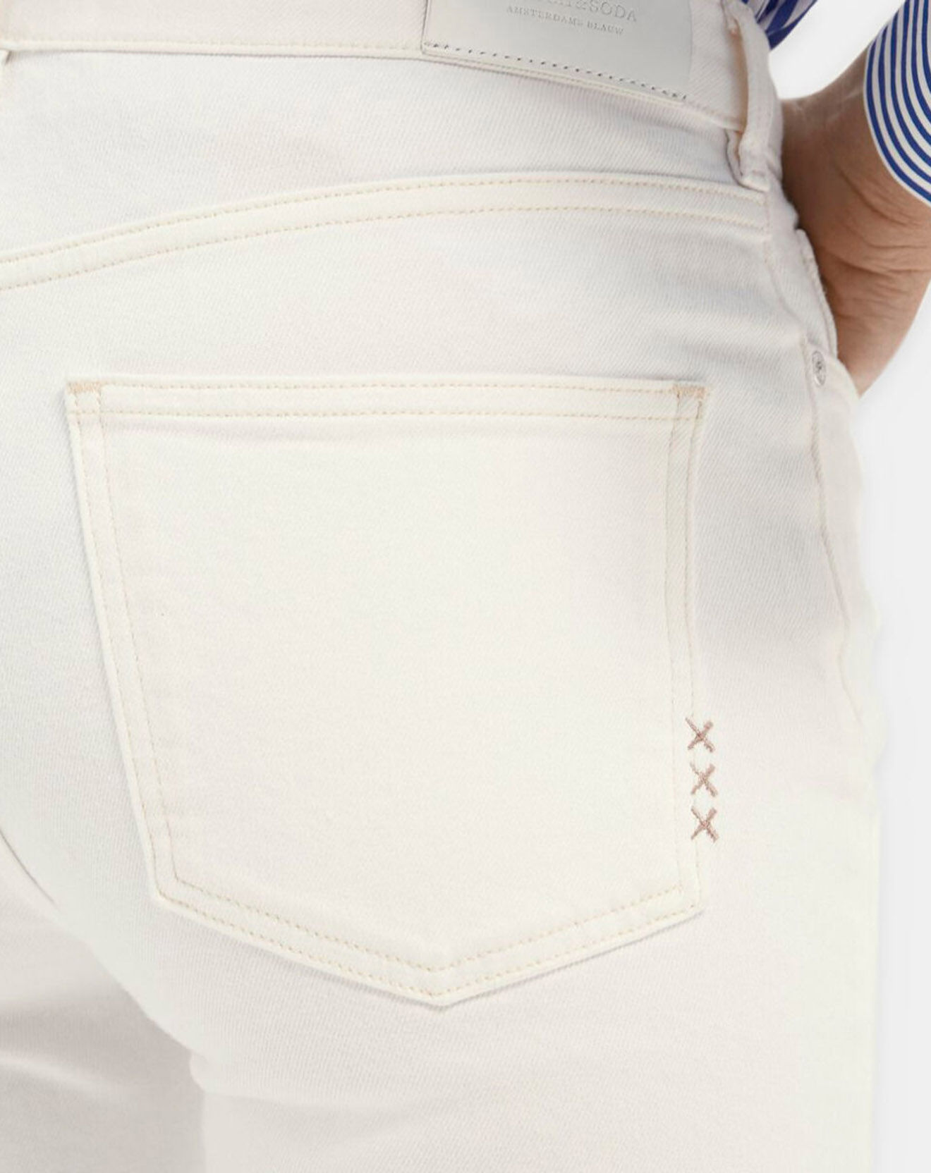 Scotch & Soda Jean Taille haute Flare Crop blanc