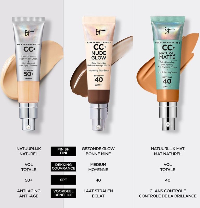 IT Cosmetics Your Skin But Better CC+ Cream SPF50 Foundation - Anti-Aging & Hydraterend - Light Medium - 32ml