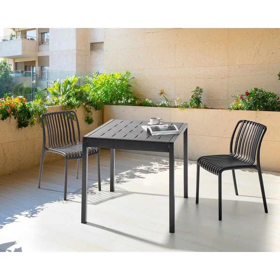 BARTICA - Tuintafel - Zwart - 81 x 84 cm - Synthetisch materiaal