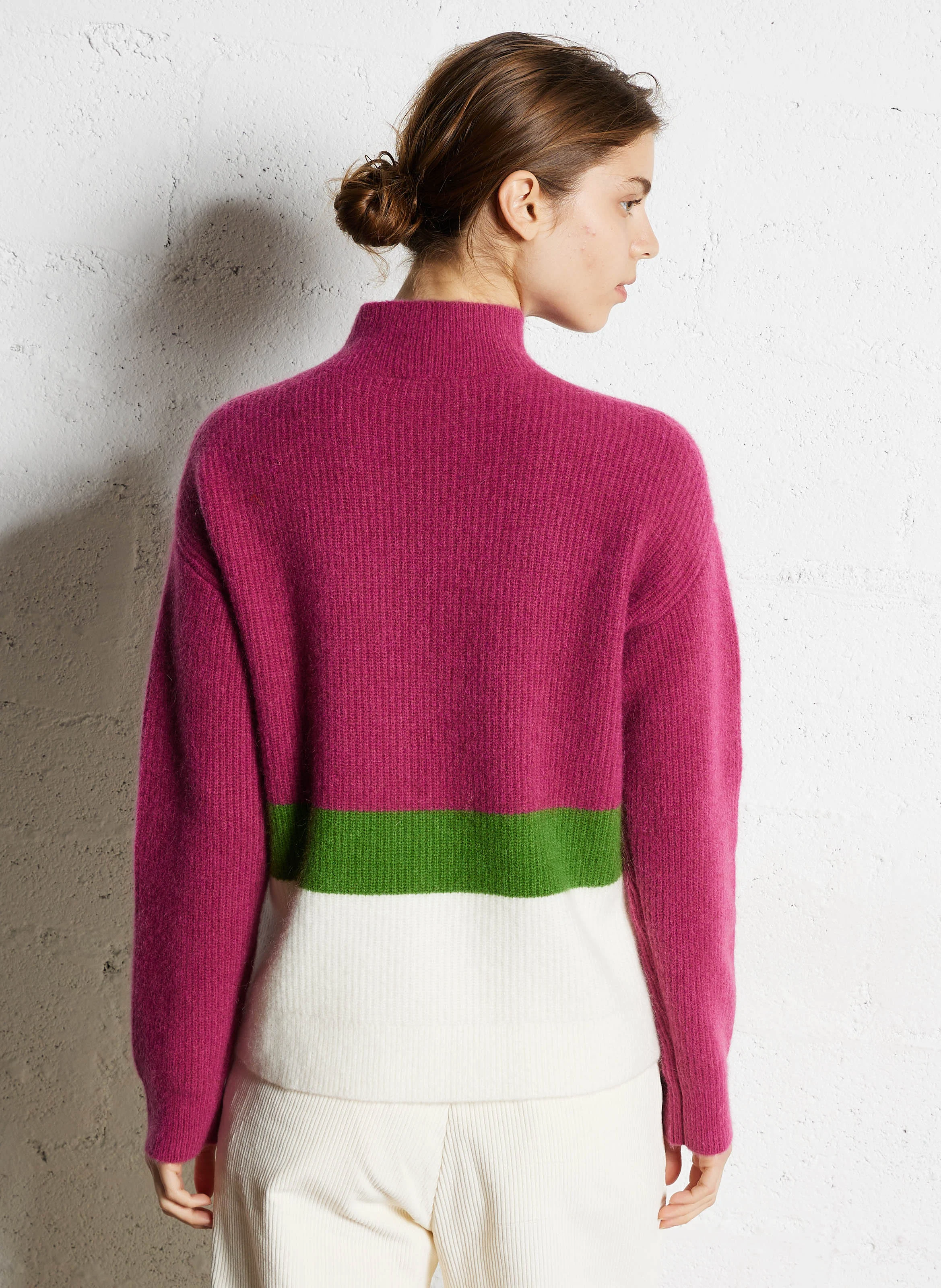 ELIOT - Pull droit col montant | Rose