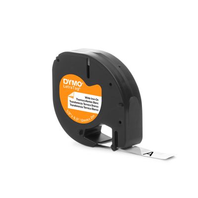 Dymo LetraTag - Ruban d'étiquettes textile auto-adhésives - (12 mm x 2 m) - fond blanc écriture noire