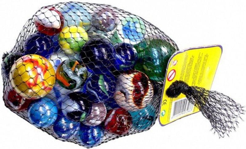 Knikkerzak van 25 x 30 cm gevuld met 2 kilo knikkers en bonken - Knikkeren speelgoed voor buiten