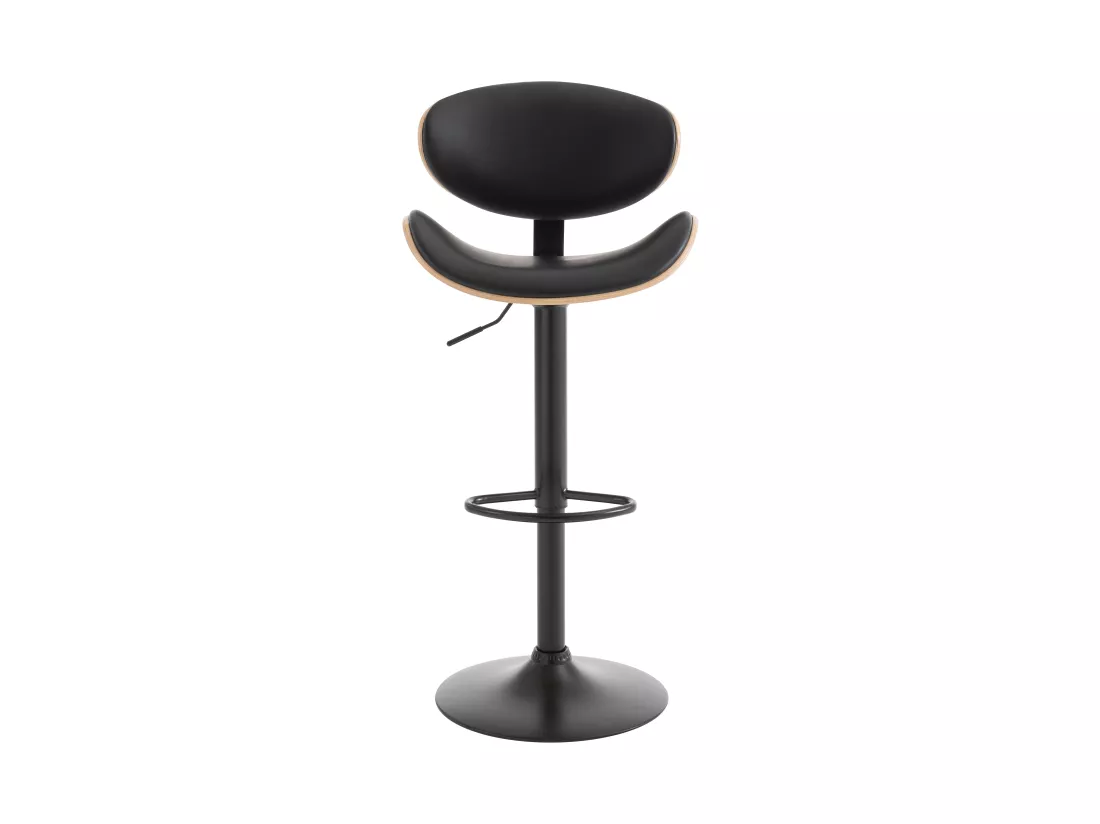 Lot de 2 tabourets de bar en simili, placage chêne et métal - Hauteur réglable - Naturel clair et Noir - MONTENEGRO