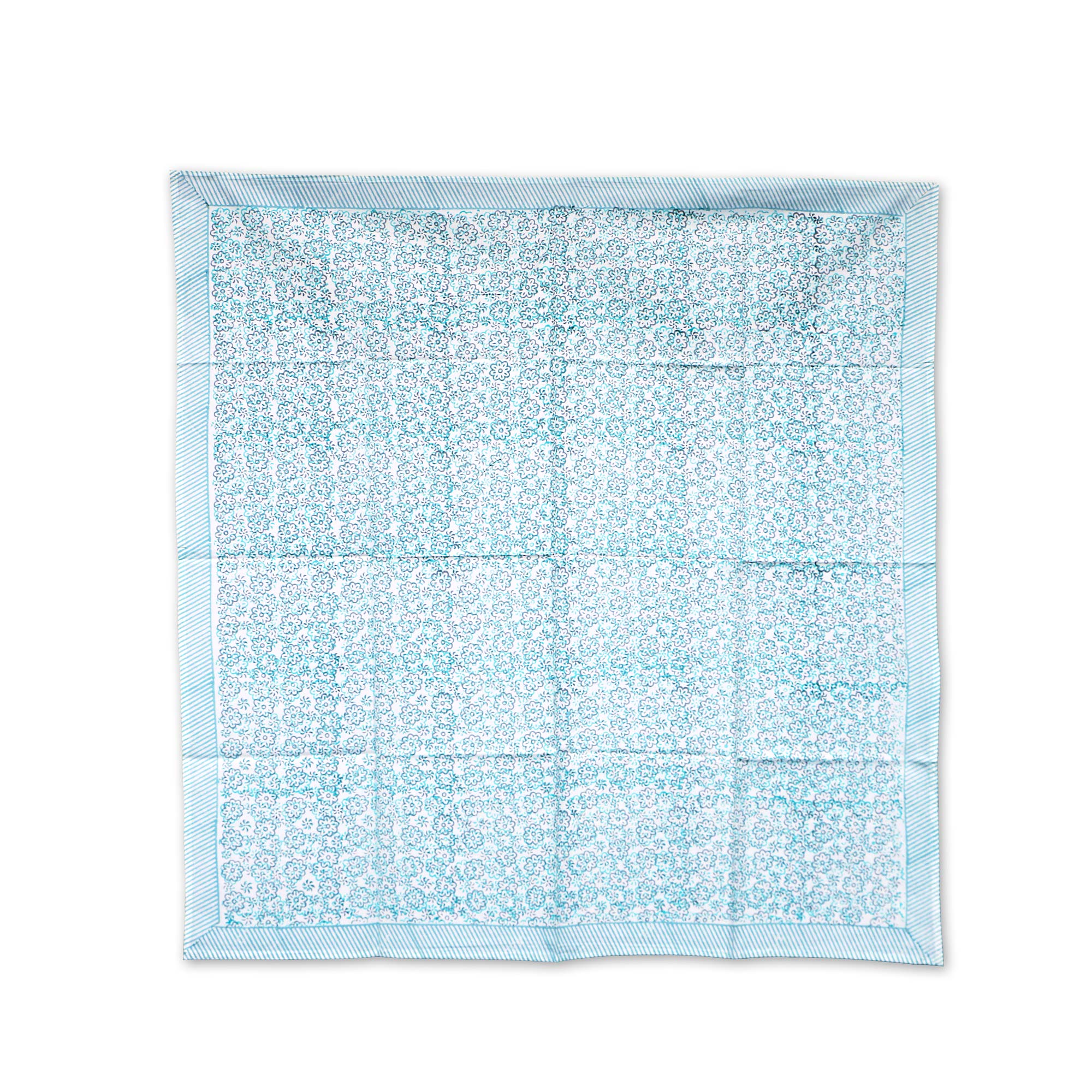 Tischdecke mit Blumenmuster, weiß, grau-türkis, L 100 cm, B 100 cm von fischer's lagerhaus