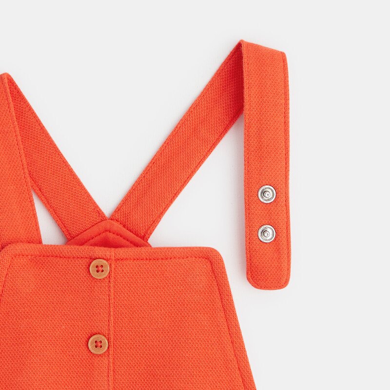 Salopette courte maille fantaisie rouge bébé fille Rouge