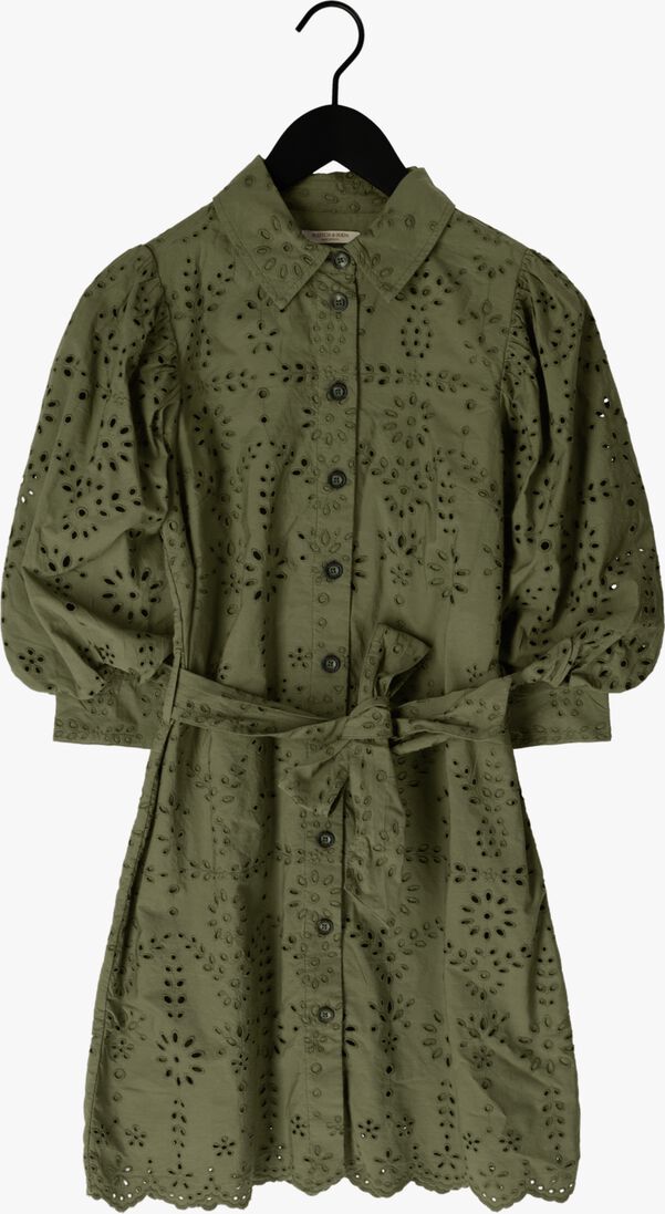 SCOTCH & SODA olijf scotch & soda mini jurk puff sleeve cotton midi dress