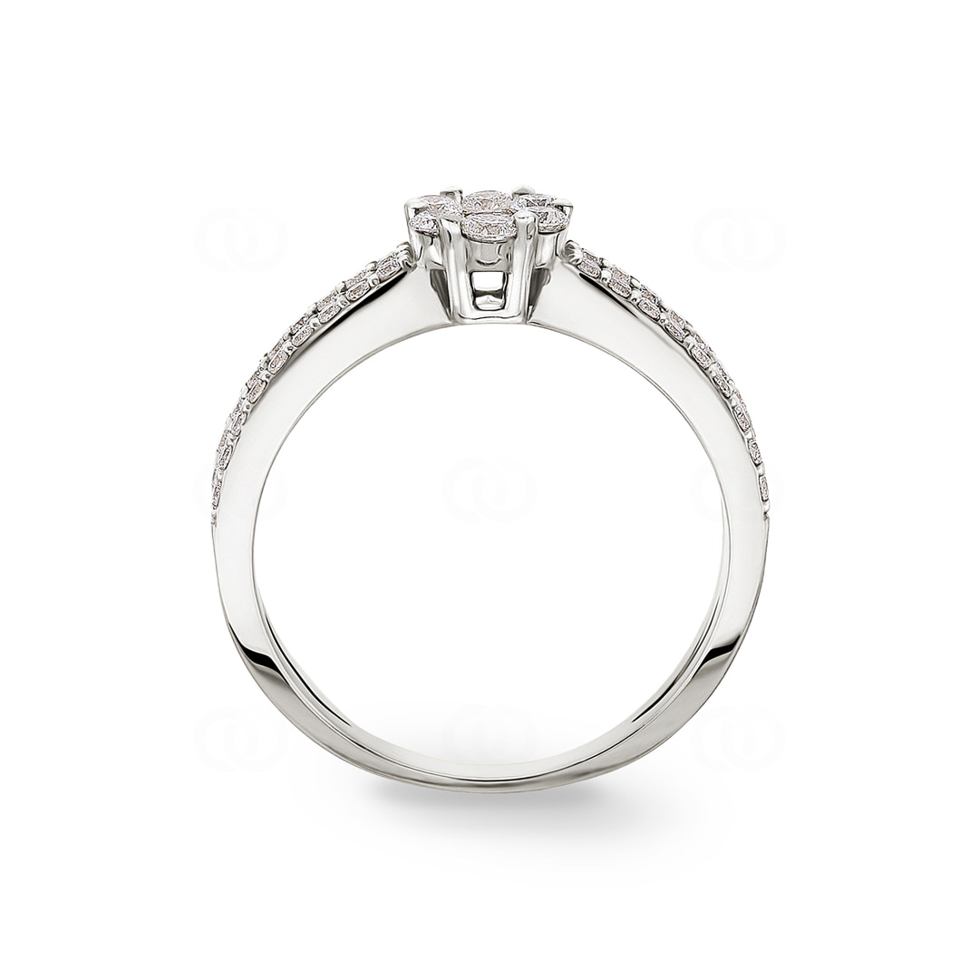 Verlobungsring 750/18 K Weissgold mit Diamanten 0.42 ct H/si