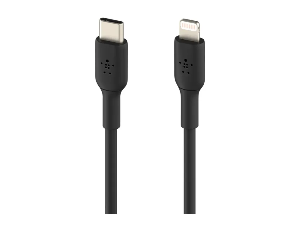 Belkin BoostCharge - Lightning-kabel - 24 pin USB-C han til Lightning han - 1 m - sort - USB Power Delivery (18 W)