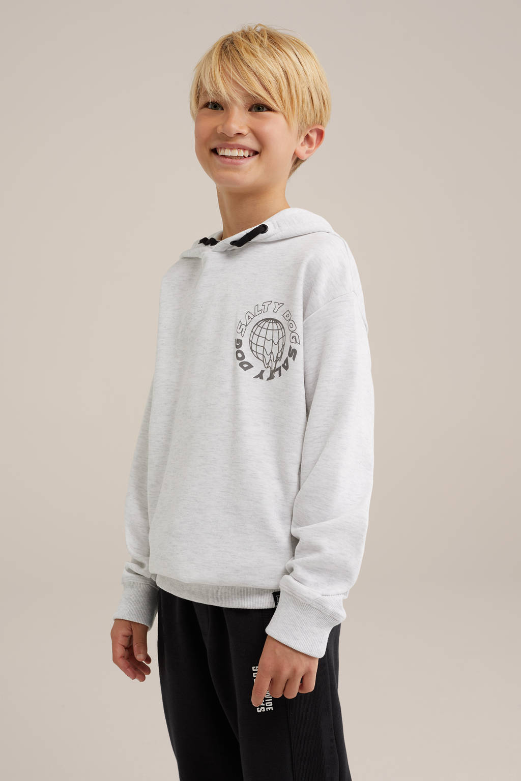 WE Fashion hoodie met backprint lichtgrijs melange