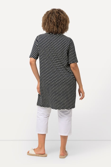 T-Shirt, gemustert, A-Linie, Rundhals, Halbarm