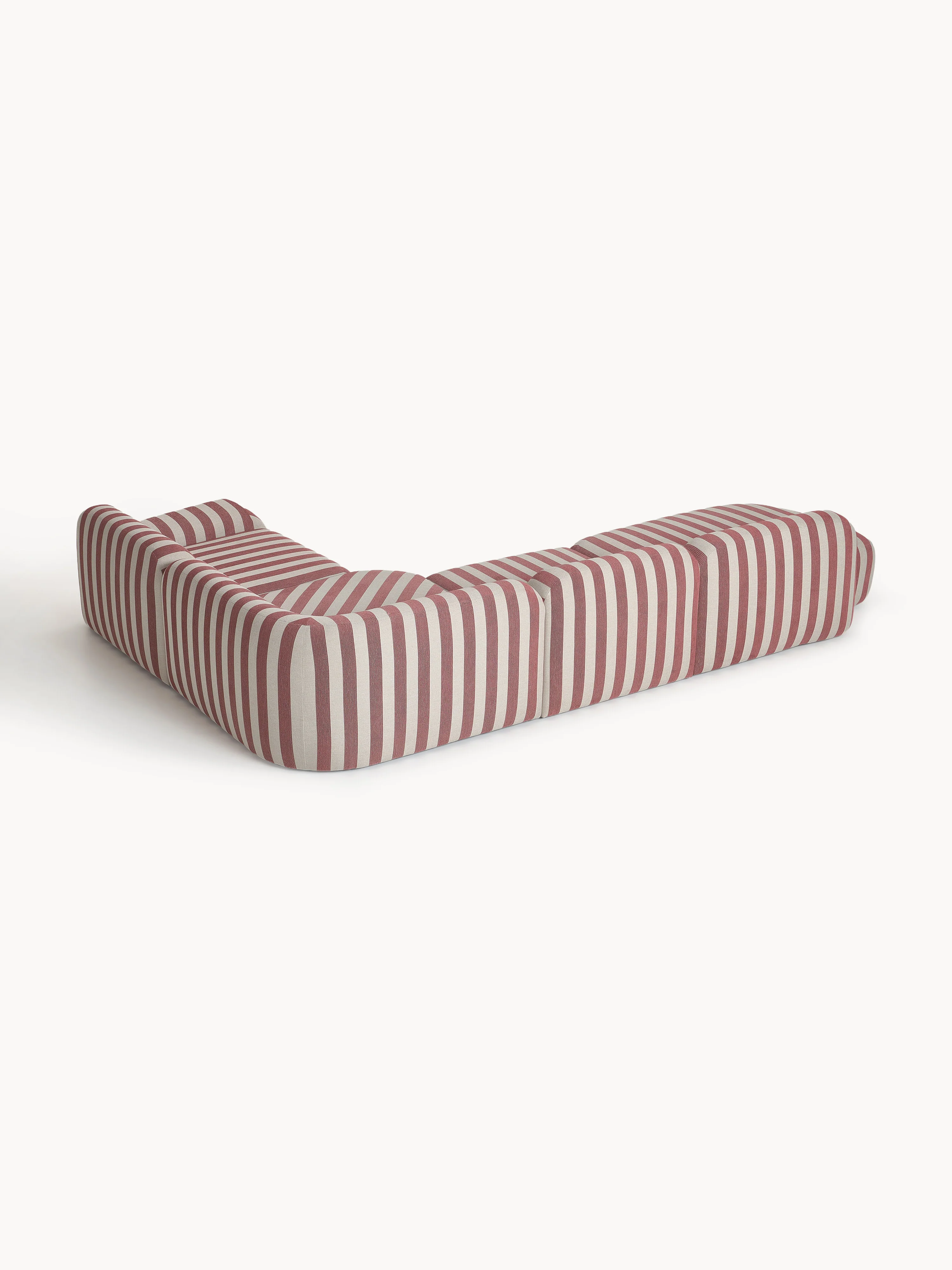 Gestreepte XL modulaire hoekbank Wolke met chaise longue
