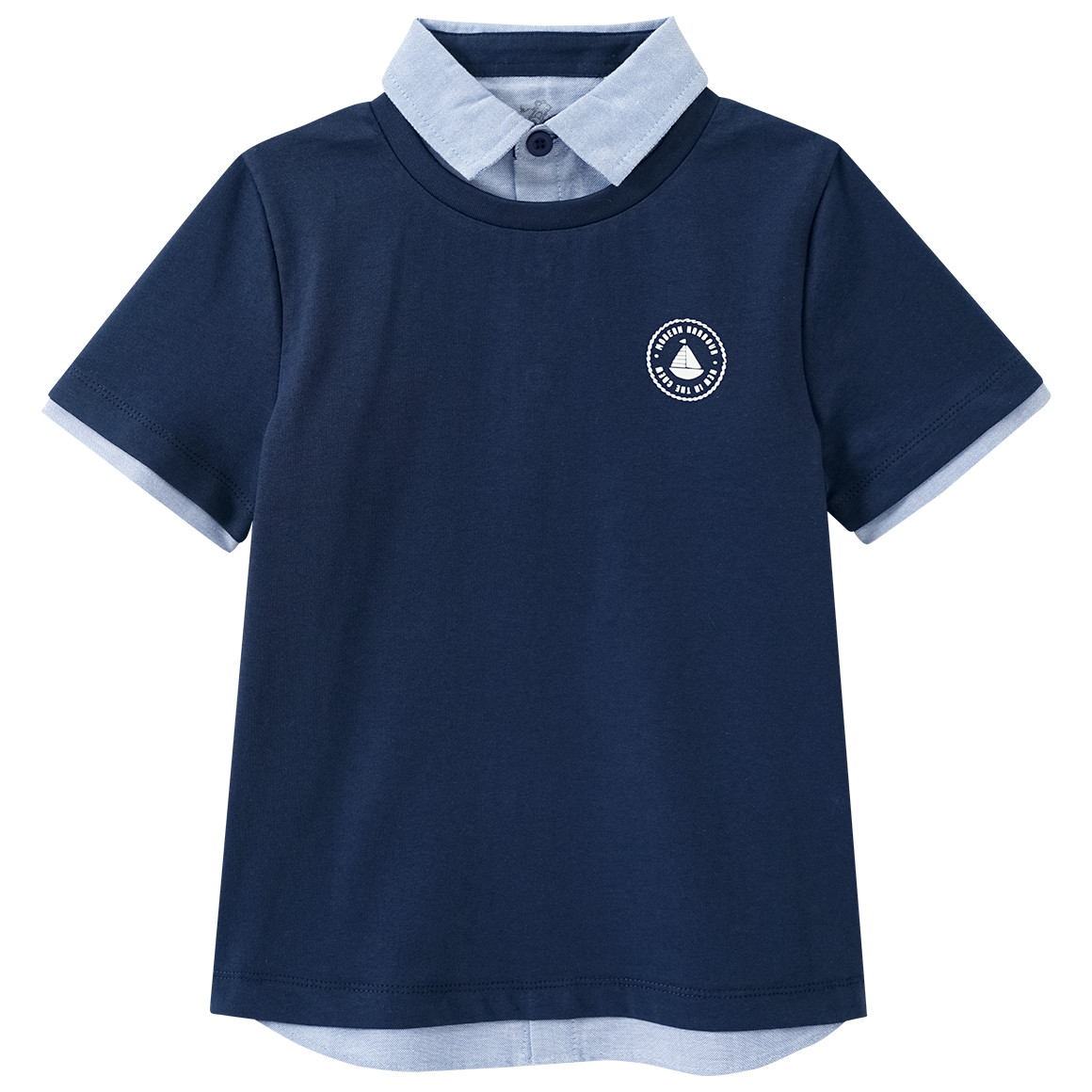 Topolino Jungen T-Shirt mit Polo-Einsatz dunkelblau / hellblau