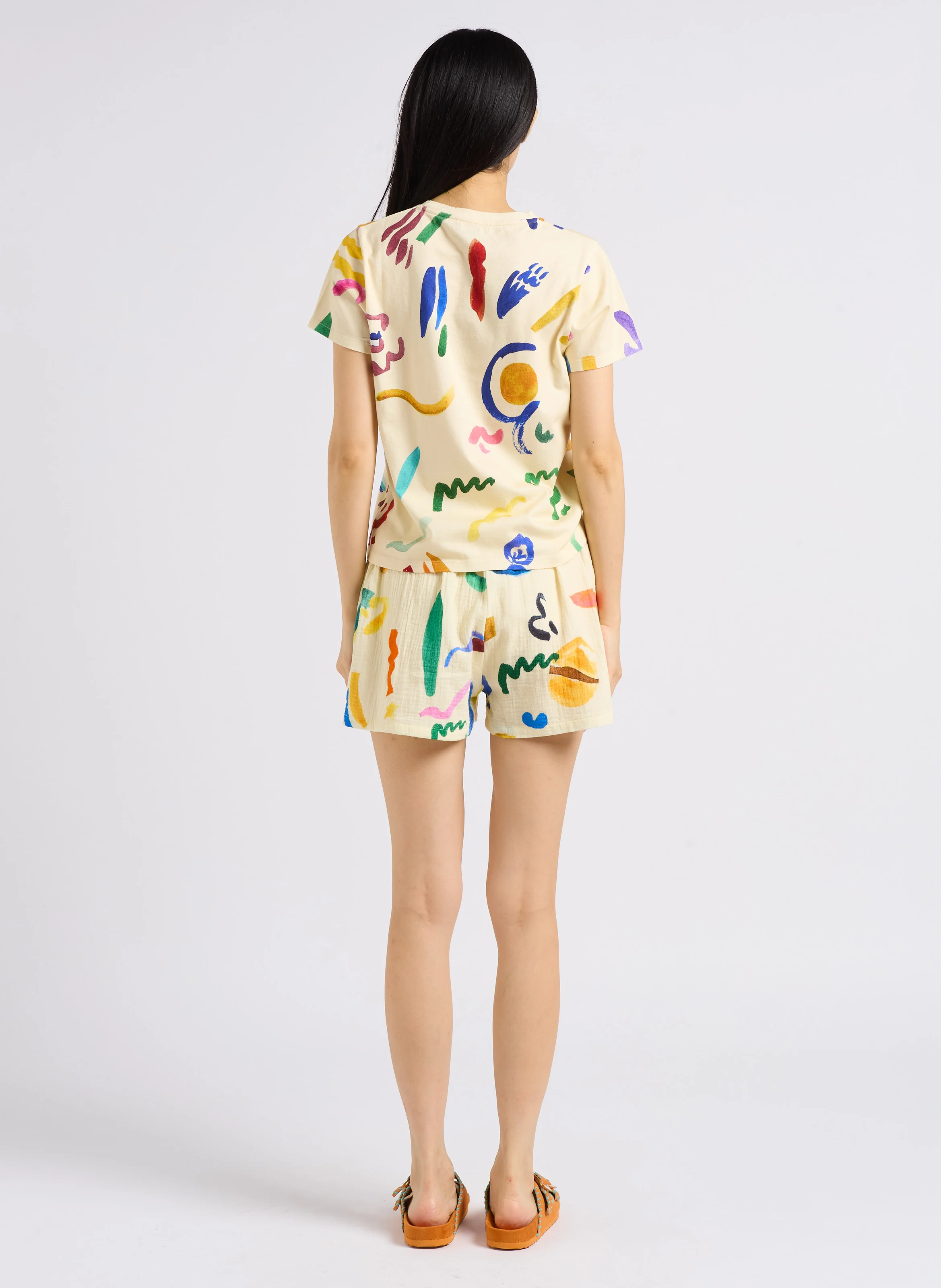 PRELUDE EN DO - Short imprimé en gaze de coton| Multicolore