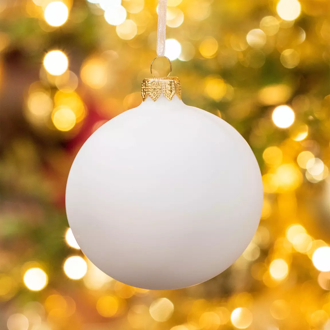 Lot de 6 boules de Noël en verre (D80 mm) Arctique mate Blanc laine