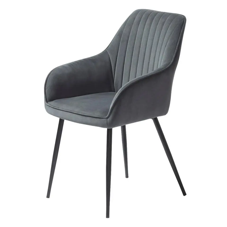 Nordic Home - Angelo armstoel velvet streep - grijs