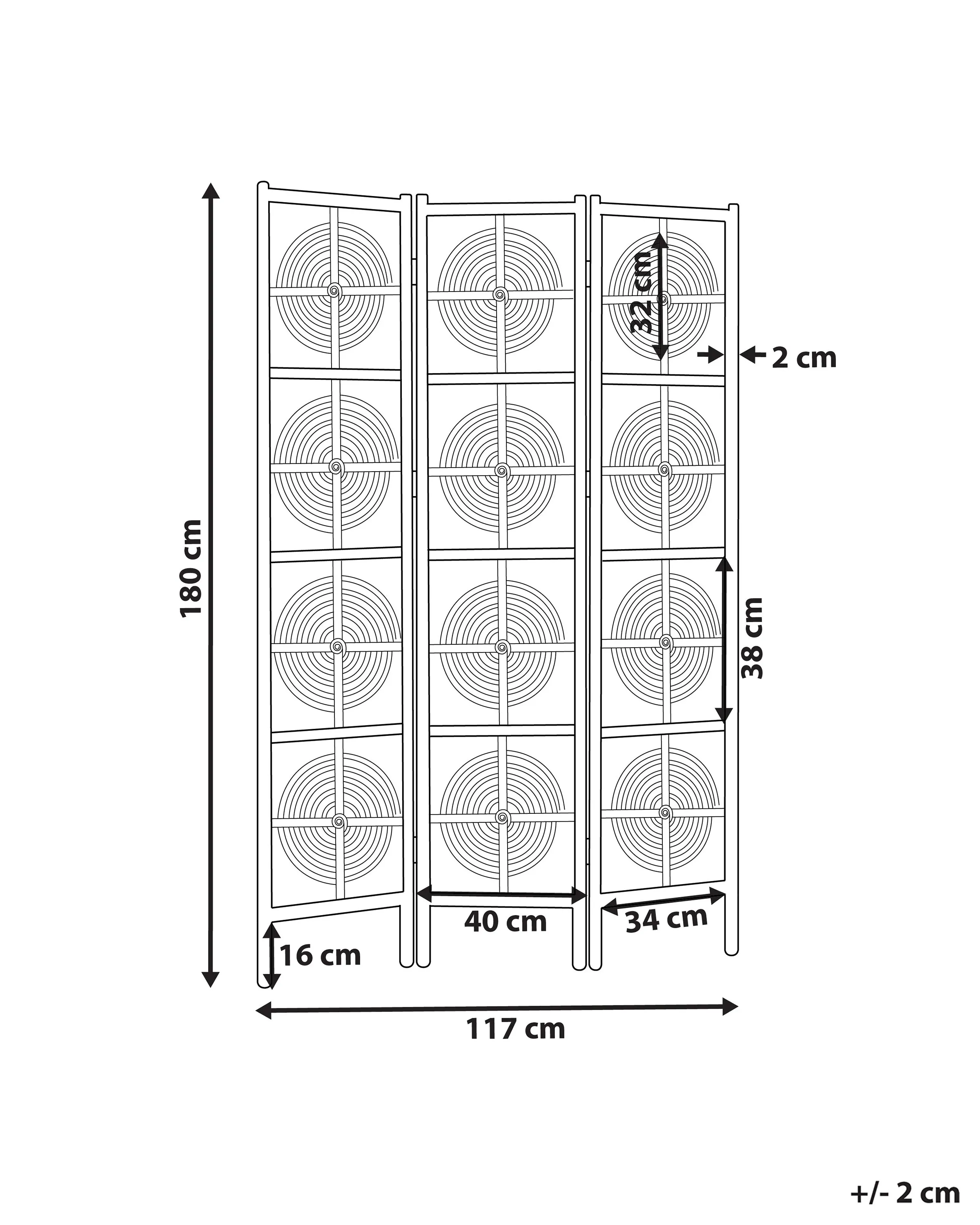 Roomdivider met 3 panelen ALTAMURA Lichtbruin 117 cm 180 cm